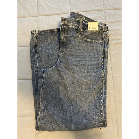 J.Crew Blue Low Rise Wide Leg Jeans with Studs Women's Size 30 - Picture 2 of 5